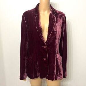 Sundance Catalog Women’s Sofia Burgundy Velvet Silk Blend Blazer Jacket Sz 6